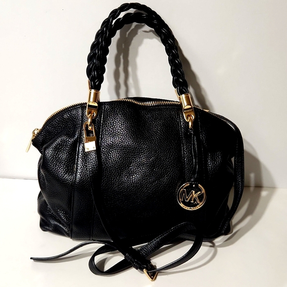 Michael Kors Naomi Black Pebbled Leather Large Bowling Satchel Like New!! - Picture 14 of 16